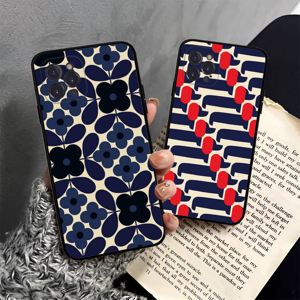 Чехол Orla Kiely с принтом "Многоцветные стебли" для iPhone 17 16 15 14 13 12 11 Pro Max Plus Mini, мягкий черный