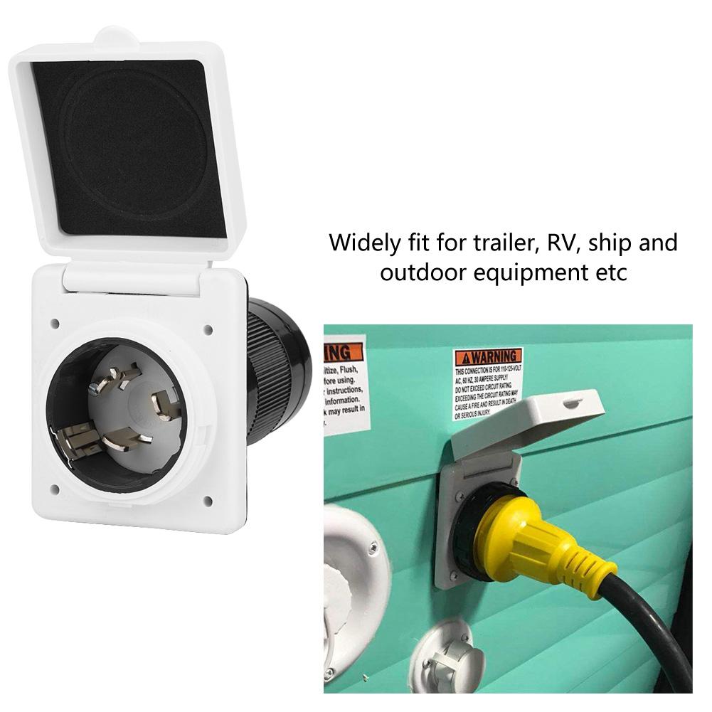 125V/250V 50A RV Marine Power Cord Twist Electrical Lock White Inlet with Waterproof Cover