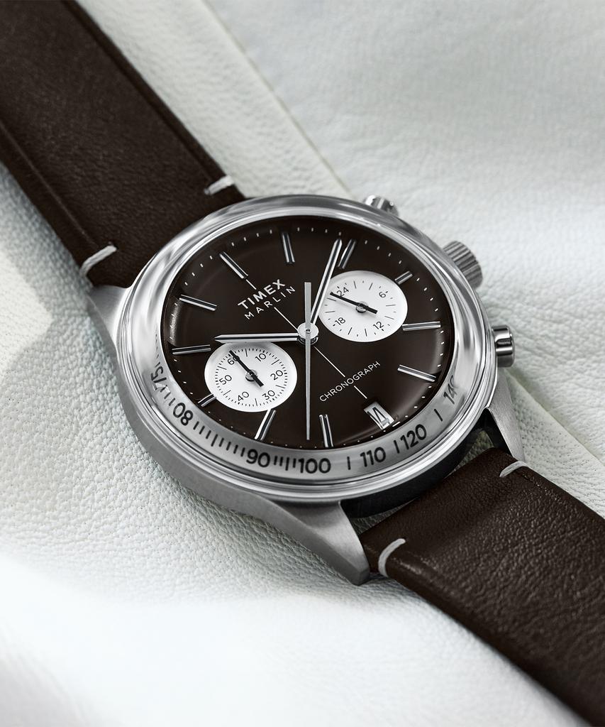 Taimaegseu Merlin Jet Quartz Chronograph Men'S Leather Watch 40Mm