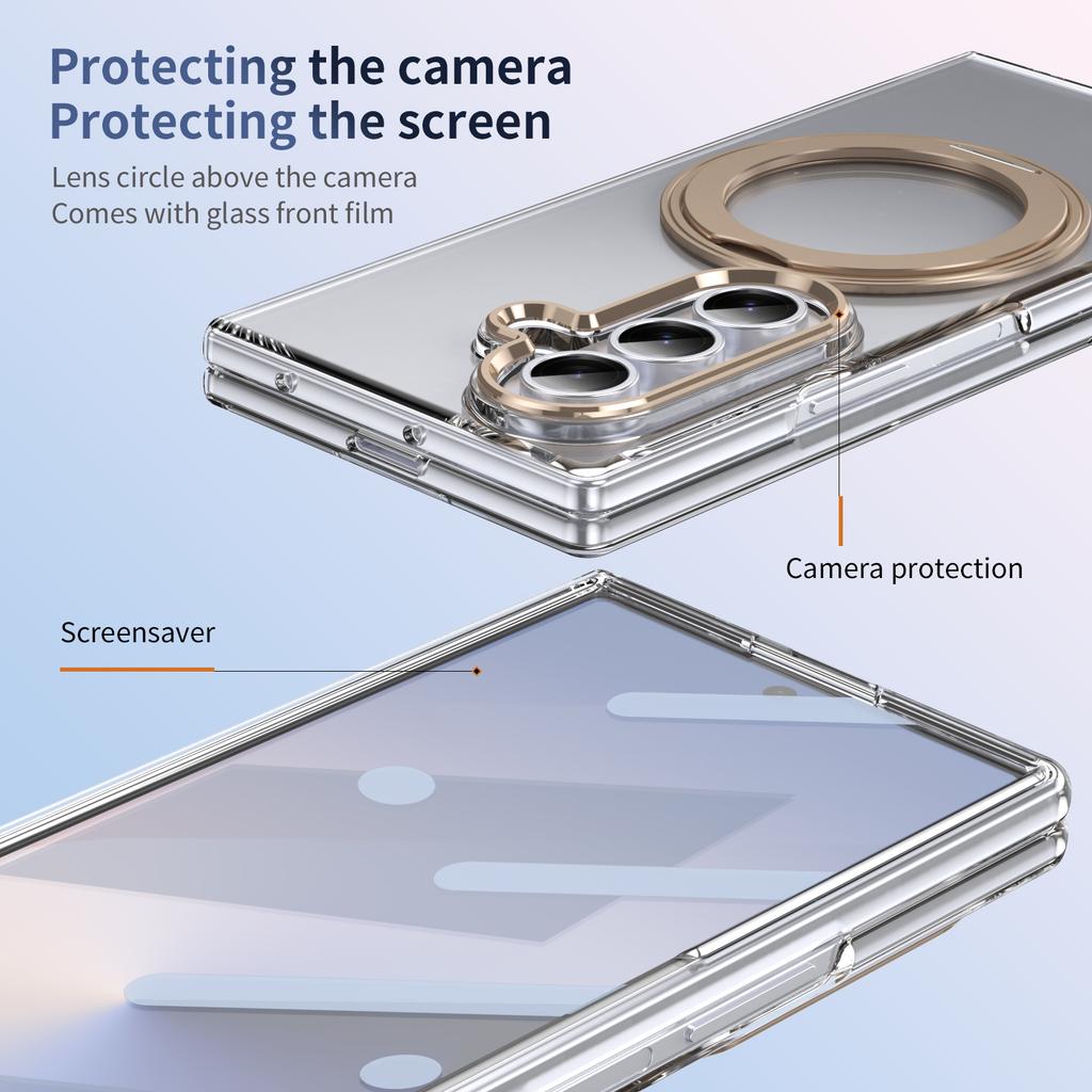 Магнитный прозрачный чехол с поворотным на 360° кронштейном для Samsung Galaxy Z Fold 7 6 5 4 Ударопрочный для Magsafe Подставка Защитная крышка экрана