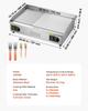 Commercial Electric Griddle, 725 x 400 mm, 4400W, 50-300°C Adjustable Temp Control, Stainless Steel Countertop, Half Grooved Half Flat, with 2