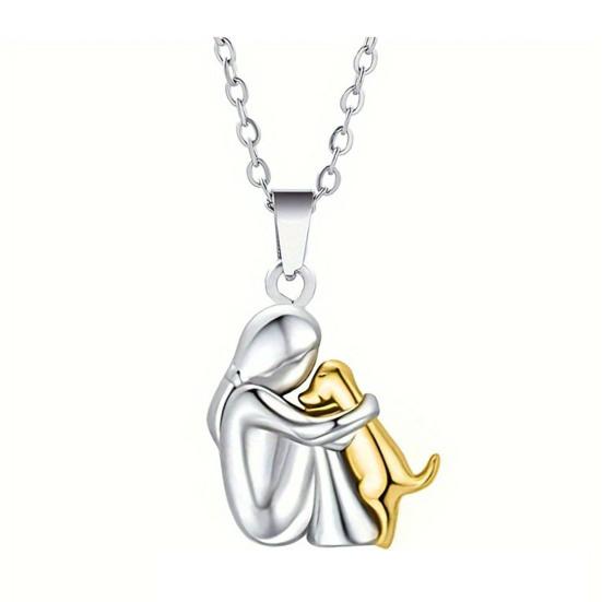 Ожерелье «Собака и женщина», кулон «Объятия щенка», мемориальное ожерелье, украшение для владельцев собак и кошек, подарок для женщин, мамы, любителей домашних животных