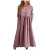 Women's Summer Solid Color Round Neck Half Sleeve Casual Long Solid Color Dress