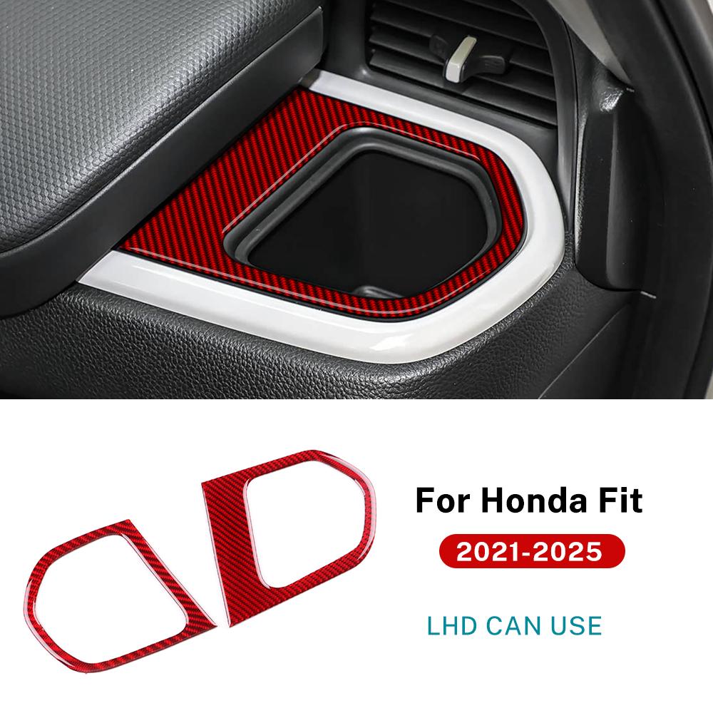 Наклейка из настоящего мягкого углеродного волокна для Honda Fit 2021 2022 2023 2024 2025 LHD RHD, отделка боковой части центральной консоли ящика для хранения автомобиля