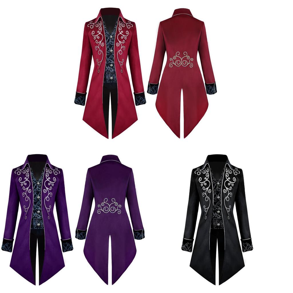 Fantasy European Mens Middle Ages Style Tailsuit With Embroidered Polyester For Stage Performances