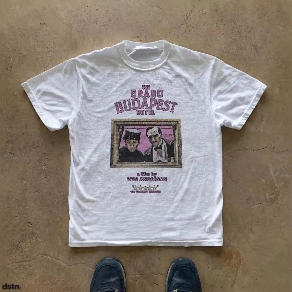 Wes Anderson Film Tee Vintage Tee Grand Budapest Hotel Movie Tshirt Print Clothing Casual Loose Suitable For Both Men And Women