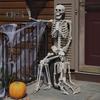 Halloween Skeleton Decoration Realistic Plastic Human Bone Figurine with Posable Joints for Haunted House Indoor/Outdoor Decor