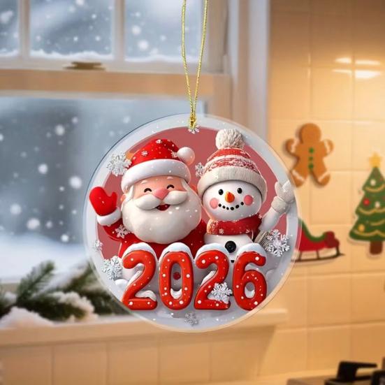 Christmas Ornament Snowman Santa Claus Deer Design Car Rear View Pendant