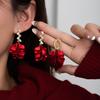 Красные Французские Ретро Серьги из Ангоры на Серебряной Игле - Элегантная Высококачественная Женская Мода