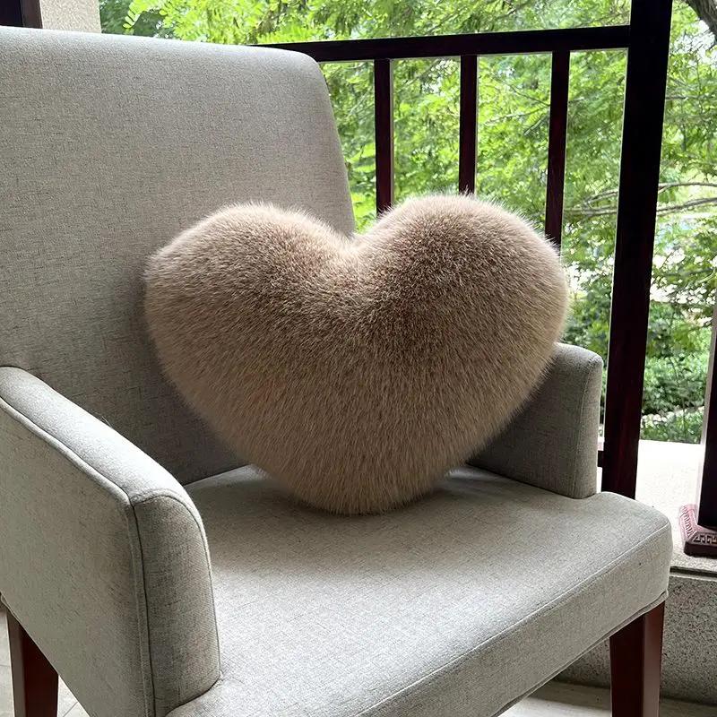 Подушка Love Plush Throw, простая, бытовая, креативная, имитация меха лисы, легкая, роскошная, имитация меха, диванная подушка, поясничная подушка для девочки