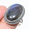 Natural Labradorite Gemstone Handmade 925 Solid Silver Jewelry Ring Size 10 Q5o00