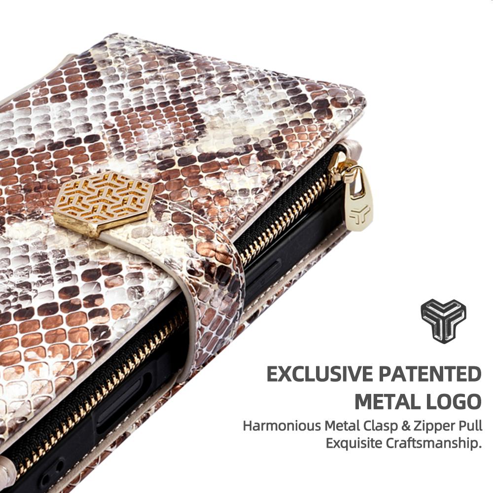 For Samsung Galaxy A05 4G Case Snake Skin Texture PU Leather Phone Wallet Cover with Shoulder Strap