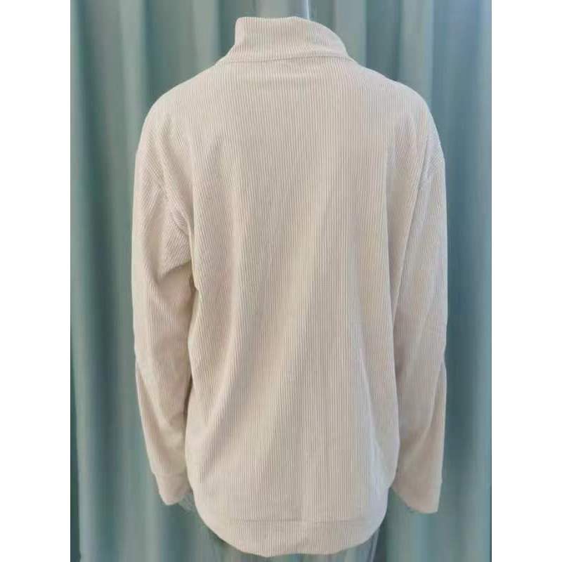 Мужской однотонный вельветовый пуловер Henley, повседневная футболка с длинным рукавом