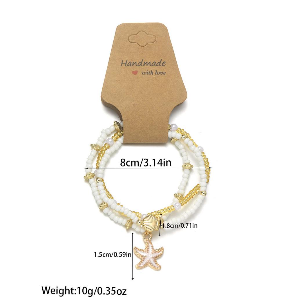 Набор браслетов 6 шт. Бохо Морская звезда Ракушка для женщин Летний пляжный Жемчуг Бисерная цепочка Браслет Женские украшения для отпуска Подарок