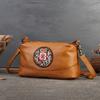 Women Fashion Embroidered Crossbody Bags Vintage Design Genuine Leather Shoulder Bag for Ladies Handbags