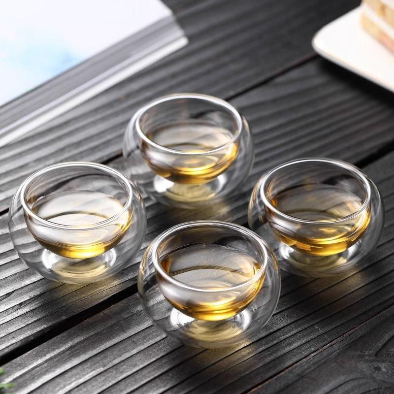 Набор толстостенных стеклянных чашек для чая с двойными стенками