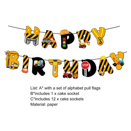 1 шт./1 компл. баннер для вечеринки, топпер для торта, декор для кексов, сделай сам, красочная мелкая печать, макет сцены, бумага, строительный экскаватор, тема, день рождения, овсянка