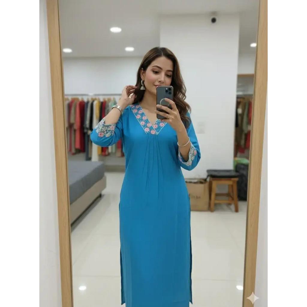 Дизайнерский набор Kurta Pant из шелка Чандери с вышивкой Индийский Болливуд Этнический Kurti