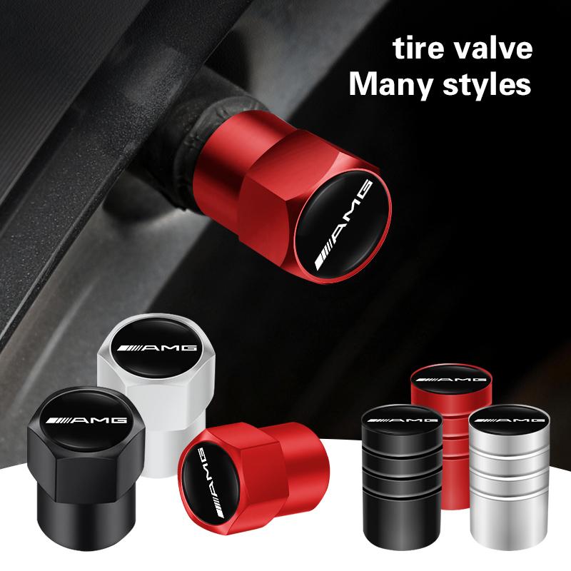 CTEJP1 4Pcs 3D Car Wheel Tire Valve Caps Protection Cover Stickers For Mercedes Benz AMG A B C E G CLA GLA W211 W214 W205 W203 W204W206