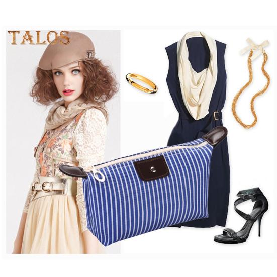 Полосатая косметичка, водонепроницаемая, складная, большой емкости, застежка-молния, в форме пельменя, портативный органайзер для косметики для путешествий и домашнего хранения