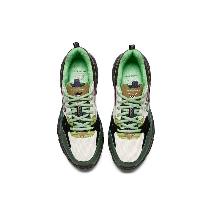 Skechers Stamina V2 Коллаборация One Piece На шнуровке Низкие папины кроссовки Цвет Зоро Мужская кроссовка 894034-BKMT