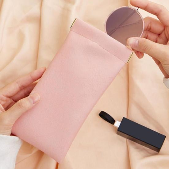 Портативная сумка для хранения очков с автоматическим замком, мягкий чехол из искусственной кожи для солнцезащитных очков, органайзер для очков для женщин и мужчин с близорукостью