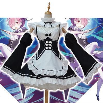 Косплей Ram/Rem Re0: Жизнь в другом мире Kawaii, костюм сестры, платье служанки, наряд горничной