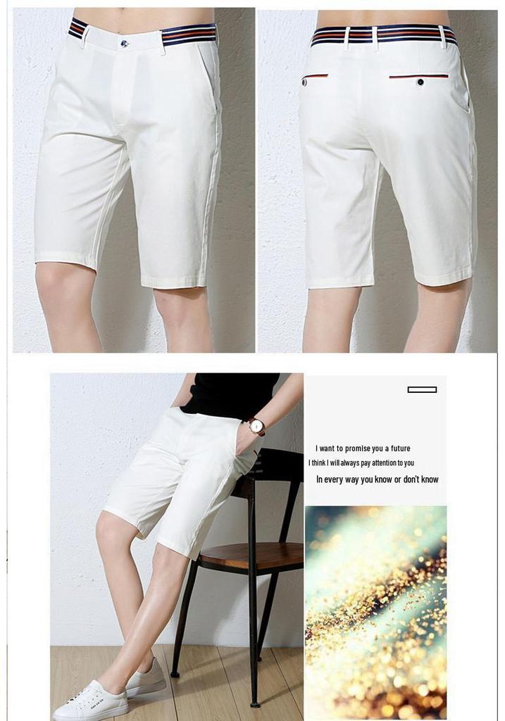 Men's Trendy Korean Style Mid-Length Pure Cotton Elastic Shorts - Casual Summer Beachwear