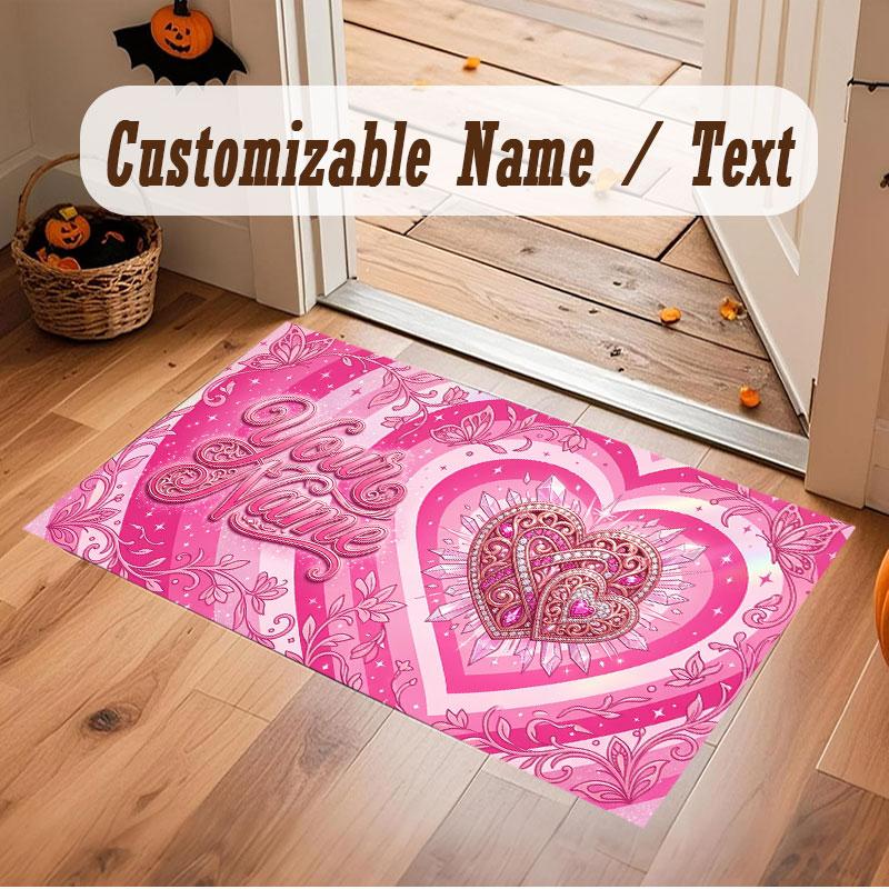 Neon Colorful Theme Crystal Velvet Floor Rug Personalized Custom Name Text Warm Carpet Home Decoration