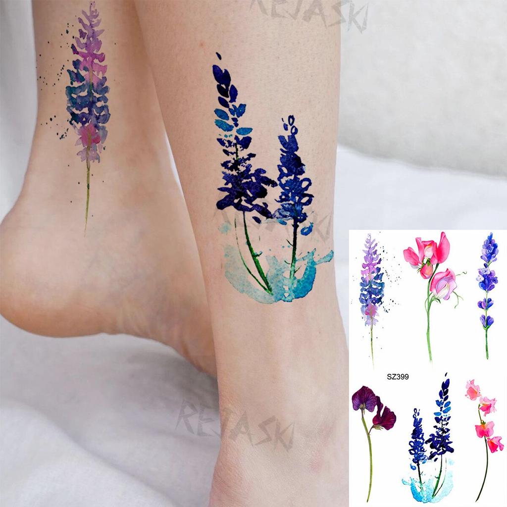 Hyacinth Daisy Temporary Tattoos For Women Girl Lavender Peony Fake Tattoo Sticker Daffodil Tulip Wrist Fashion Waterproof Tatoo