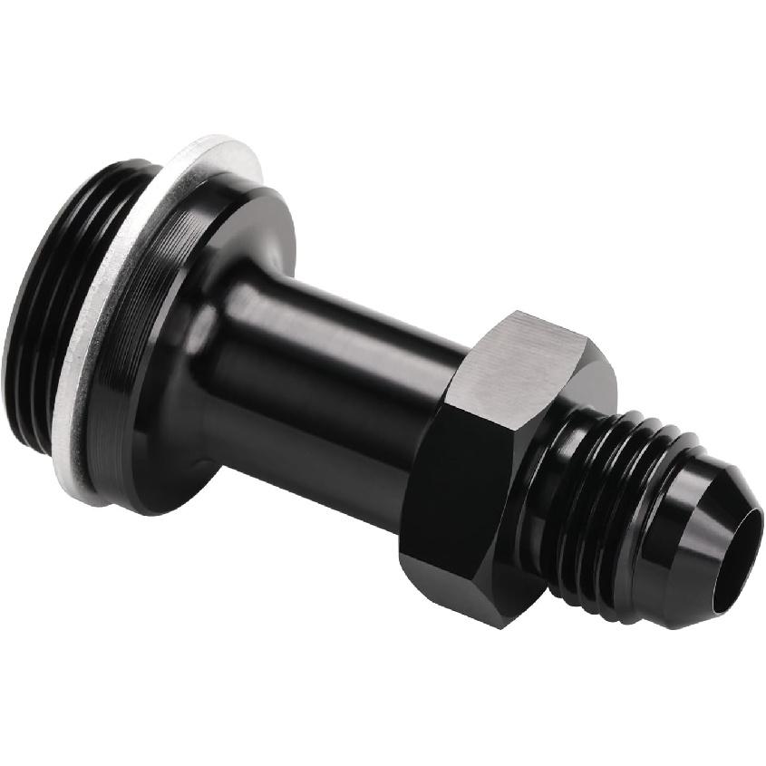 6AN Male Flare to 7/8-20 Carb Carburetor Inlet Fitting Adapter 2 Inch Long Aluminum Black