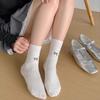 Women's Spring and Summer Ultra Thin Cotton Breathable Mesh Bow In The Tube Pile Socks