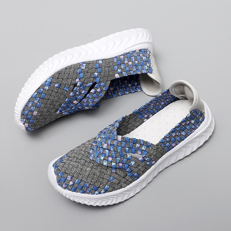 Новая универсальная женская обувь ручной работы, повседневная дышащая полая одинарная обувь, ультралегкая сетчатая женская обувь на плоской подошве, ленивая обувь
