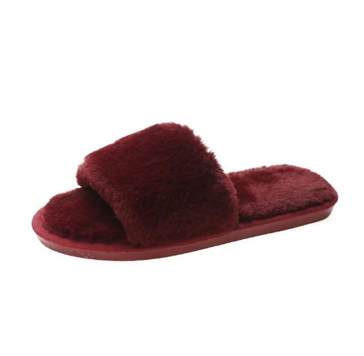 Зимние женские зимние домашние меховые тапочки, нескользящая повседневная домашняя обувь на плоской подошве, женские шлепанцы, теплая обувь, однотонные цвета