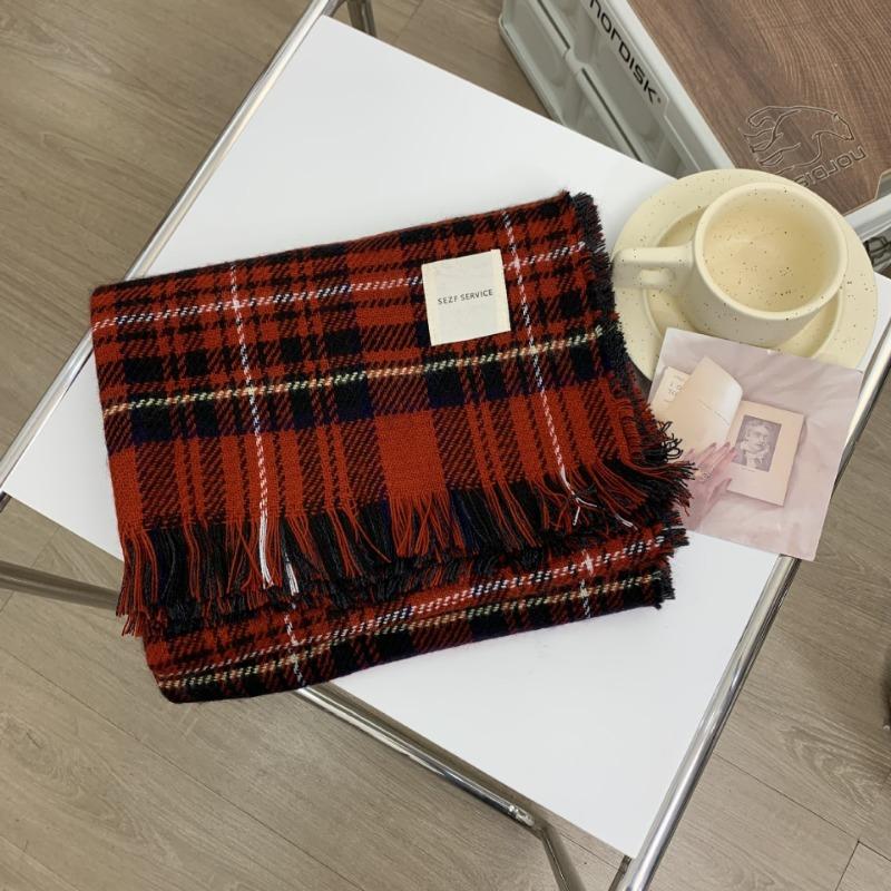 Atmosphere Red Plaid Scarf Female Winter Retro Versatile Student Couple Warm Scarf Christmas Gift