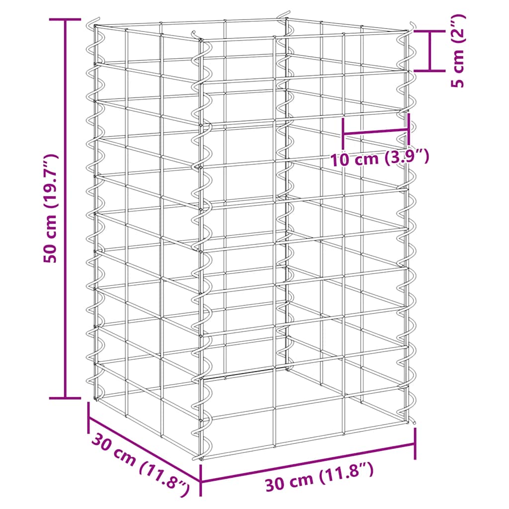 Gabion Raised Beds 3 pcs 30 x 30 x 50 cm Iron