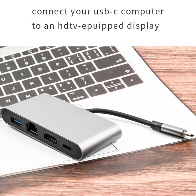 WS-07 Type-C 3.1 к RJ45 + HDMI + USB3.0 + PD Конвертер 4-в-1 Многофункциональная док-станция