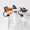 Halloween Straw Decoration Dust Cap Food Grade Silicone 10mm Straw Dust Plug Cartoon Shape Straw Dust Cap