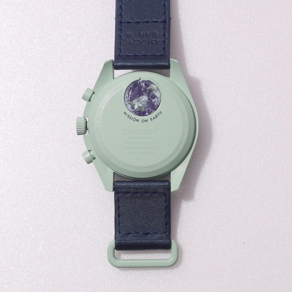 OMEGA SWATCH Earth Wrapping Подлинные Omega Swatch Mission Watch Earth Collaboration Водонепроницаемый силикон × Мужские и женские часы-шопперы/с ремешком] (ОМЕГА