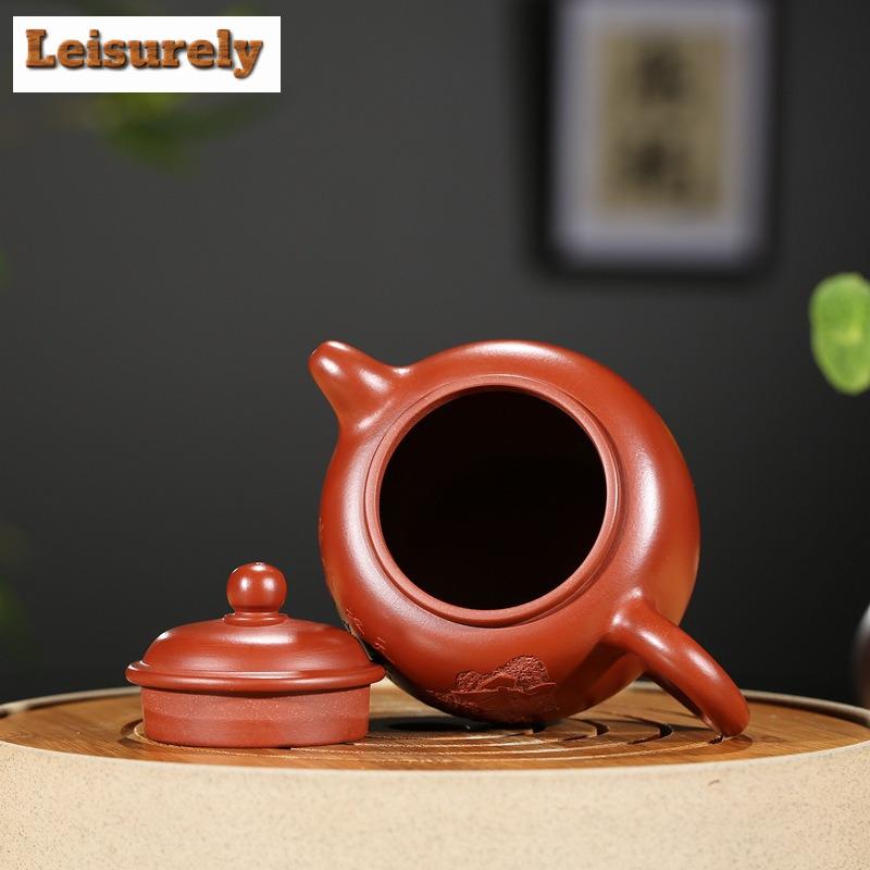 300 мл чайники из фиолетовой глины Исин, ручная работа, резной чайник Бао Цзунь, чайник из сырой руды Дахунпао, глиняный чайник с фильтром, китайский чайный набор Цзыша, подарок