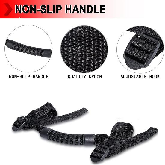 4 PCS Car Roll Bar Grab Handles Grip Replacements Fit for Jeep Wrangler Accessories 1987-UP YJ TJ LJ JK JL Ports Sahara Freedom Rubicon X & Unlimited