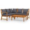 4 Piece Garden Lounge Set with Cushions Solid Acacia Wood