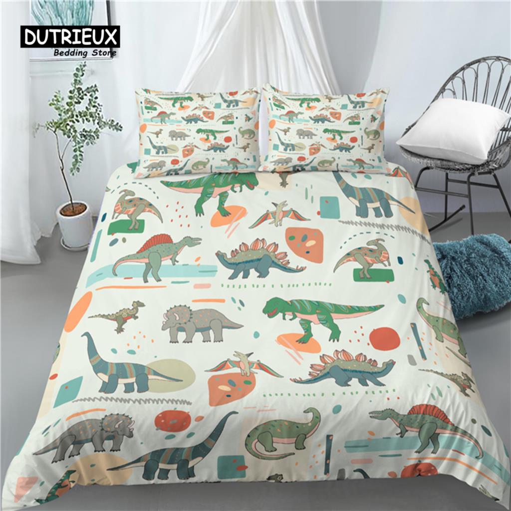 Мультяшный динозавр принт для дома и гостиной роскошь 3D 2/3 шт удобный пододеяльник наволочка постельное белье комплекты королевы и короля ЕС/США/Австралия размер