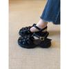 Sheepskin Version~ Super Soft Thick-soled Woven Hollowed-out Word with Roman Sandals Women's New Skirt Thick Heel Bag Head Shoes