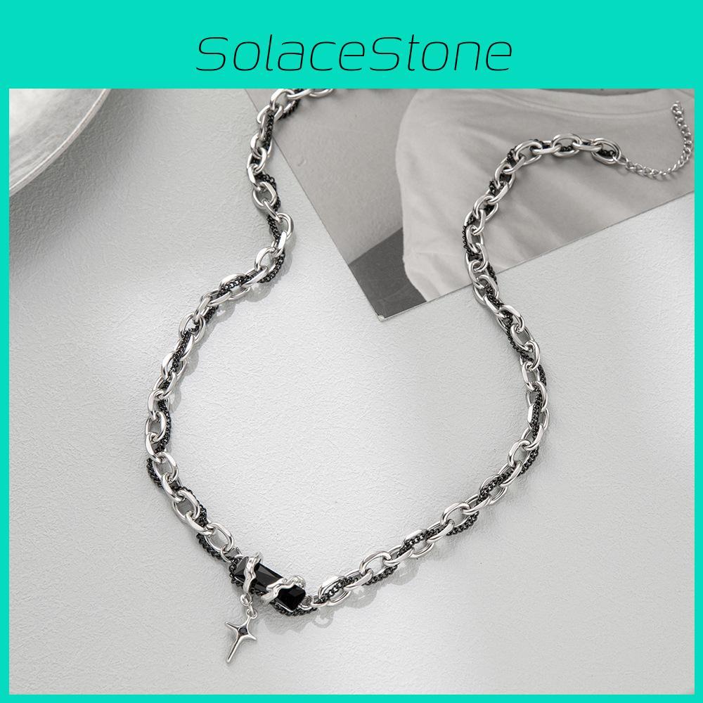 Forest Jewelry Black Necklace With Titanium Chain For Couples Decoration Female