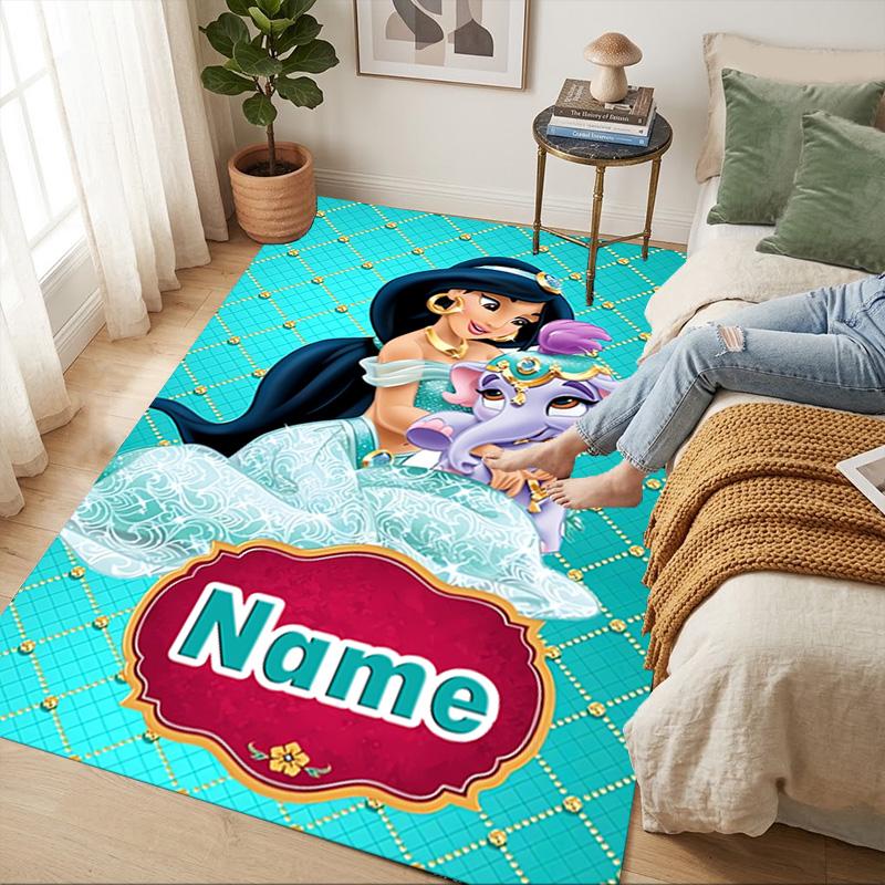 Personalized Name Princess Fantasy Living Room Non-Slip Area Rug Soft Carpet for Bedroom Kids Playroom Sofa Office Home Decor Doormat