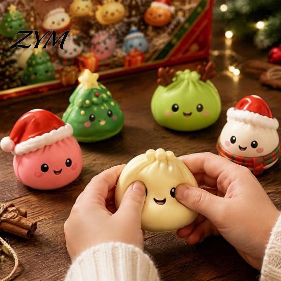 Christmas Gift for Adults 2026 Squeeze Toy Advent Calendar, 24-Day Dumpling Bun Fidget Cute Toys Countdown Box, Soft TPR Stress Relief Sensory