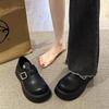 Ретро пряжка ремня маленькие кожаные туфли женские 2025 весна новые британский стиль толстая подошва универсальные увеличивающие рост