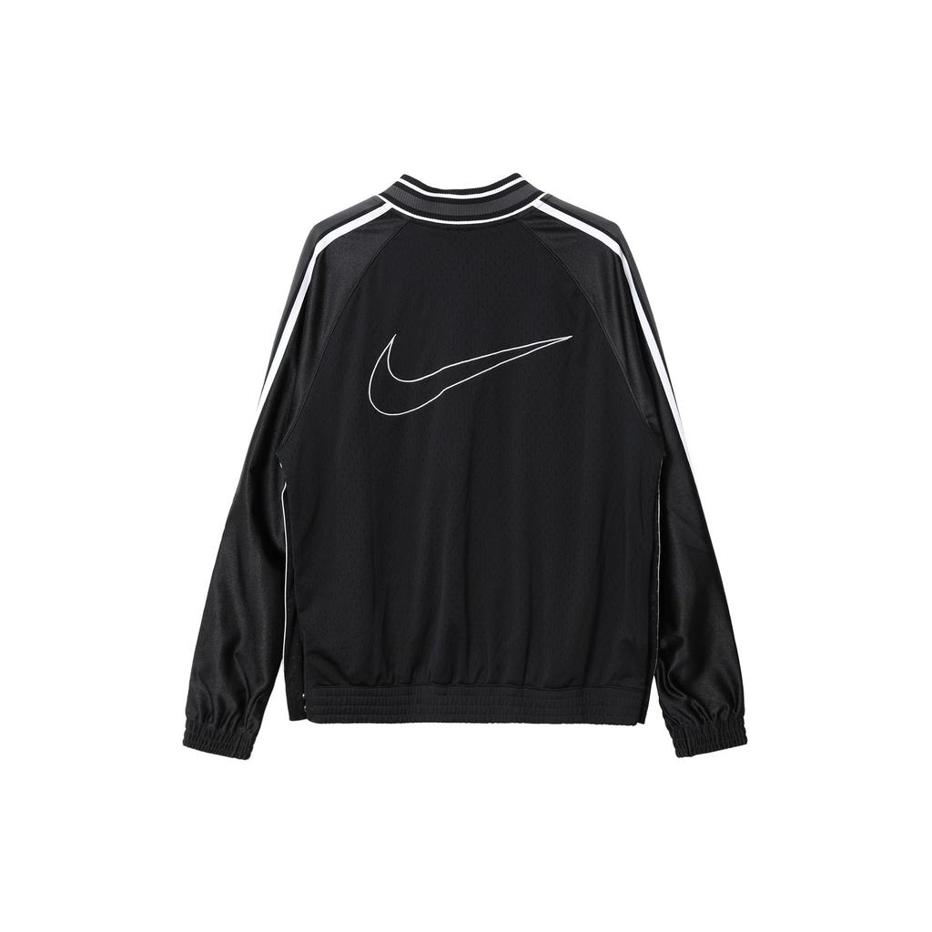 Nike Premium Logo Print Striped Color-Block Basketball Jacket Men Jackets Black DX0348-010