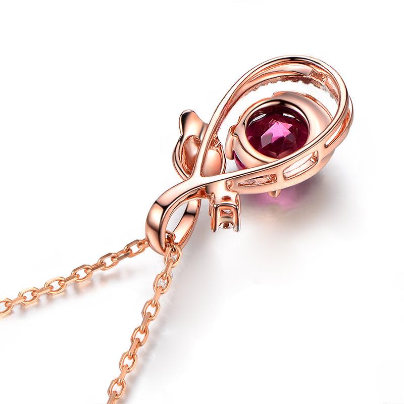 Подвеска в виде листа из розово-красного циркона с имитацией турмалина для женщин